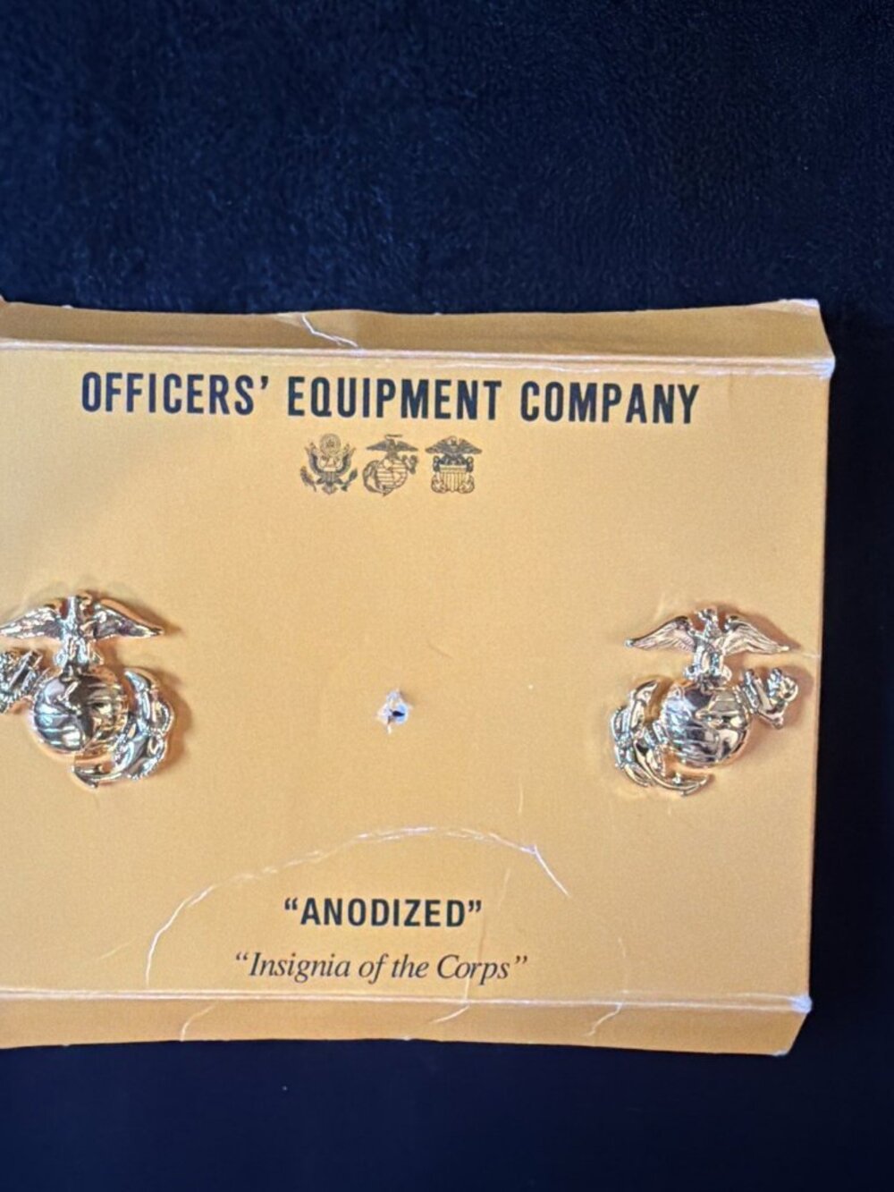 NIP Vintage NOS USMC Enlisted Gold EGA Collar Insignia Pair-Eagle Globe & Anchor